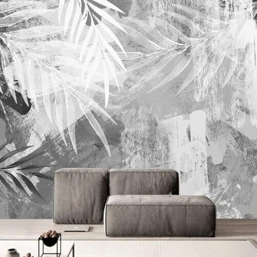 Custom Mural Wallpaper Nordic Modern Hand Painted 3D Abstract Art Leaf Plant Fresco Bedroom Living Room Background Wall Painting