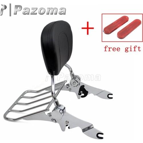 Motorcycle Chrome Adjustable Detachable Luggage Rack Sissy Bar Rear Passenger Backrest for Harley Touring Road King 2009-2017