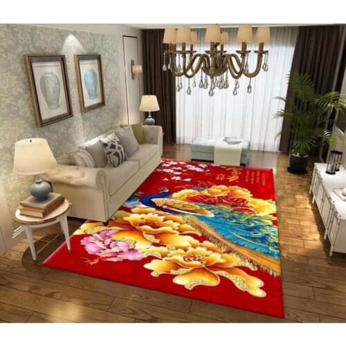 Luxury Modern Feather flower Printed Livingroom Carpet Coffee Table Area Rugs For Living Room Anti-Slip Footpad Carpet Decor