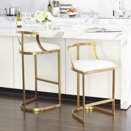 Nordic Light Luxury Iron Art Bar Chair Gold Silver Bar Stools Modern Barstool for Kitchen and High Table Living Room Furniture