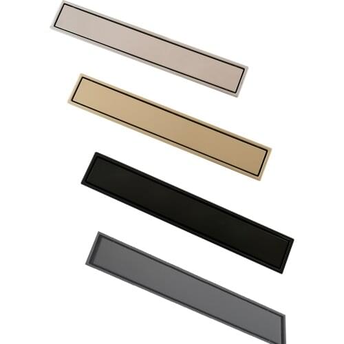 Black Gold Bathroom Floor Water Drain Hidden Concealed with Removable Cover Brushed 304 Stainless Steel 60cm Long