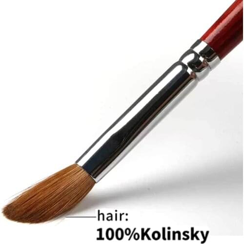 UsiDaer Kolinsky Nail Brush Acrylic with Red Wood Texture 100% Kolinsky Sable Hair Brush UV Shaping Gel Brush