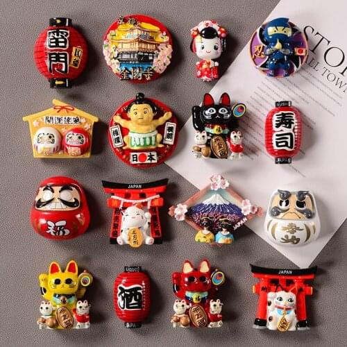 Japan Export Tourism Fuji Thunder Gate Lantern Damo Fortune Cat Refrigerator Paste 3D Creative Fridge Magnet Post Message Paste