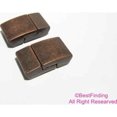 Clasps 10mm Flat magnetic clasp Antique copper 10x2mm camber leather clasp-FC08C