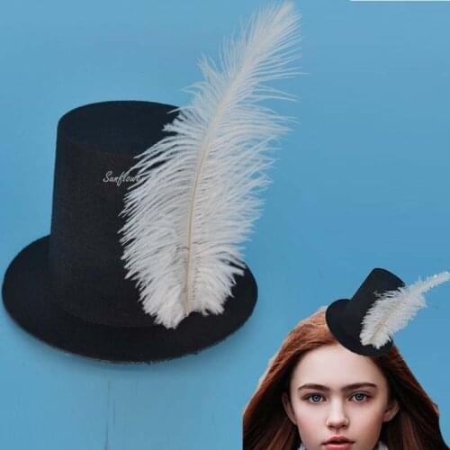 Women Feather Mini Top Hat Hair Clip Punk Gothic Headbands Headwear Hair Festive Party home decor birthday