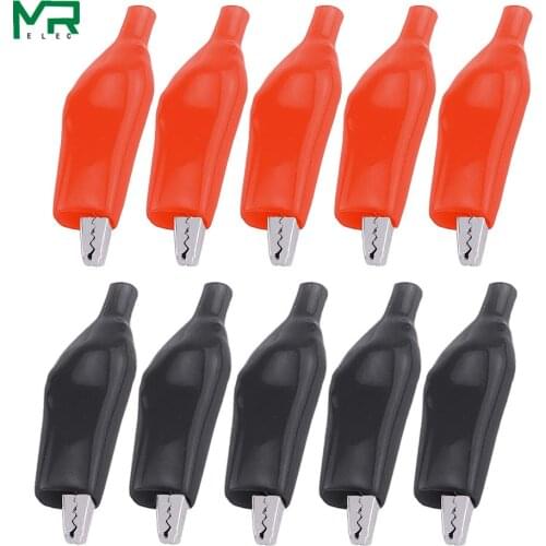 10PCS Red plus black 28mm /35mm /45mm Insulated Crocodile Clamp Plastic Lead Test Charging Clamp Metal Crocodile Clamp