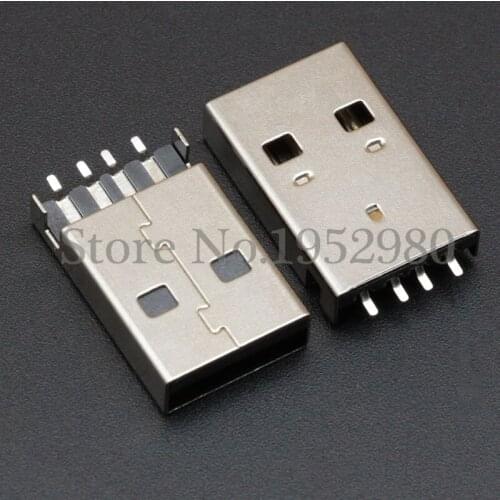 10PCS USB 2.0 Connector Male Socket AM 180 Degree Offset Black Plastic A Type Plug Charging Port