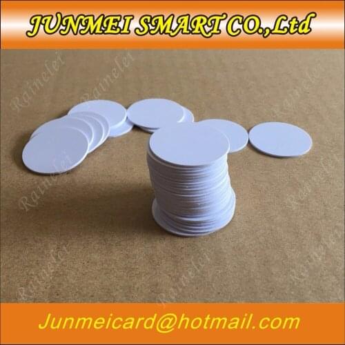 100pcs ISO14443A NFC Round Tag Dia25mm RFID Smart 215 Chip PVC Coin Card For All Enabled Devices Without Sticker