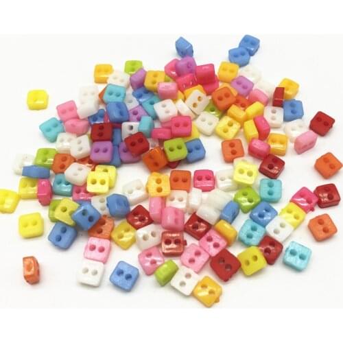 1000pcs Mixed 6mm Mini Tiny Plastic Square Buttons Sewing Doll Clothes 2 Holes Button Embellishments Scrapbook Cardmaking