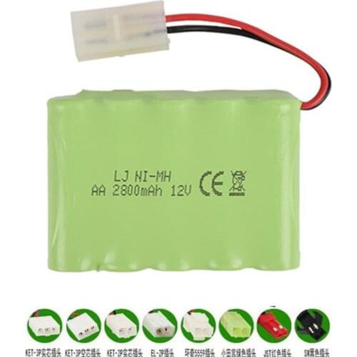 12v 2800mAh Ni-MH Battery For Rc toys Car Robot Boat Gun Tanks Trains NiMH AA 1000mah 12v Rechargeable Battery pack 1-5pcs