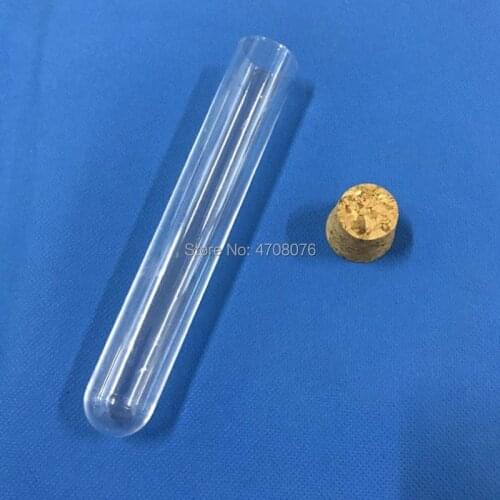 16x100mm 25pcs/lot Plastic test tube with cork clear lab tube for scientific experiment PS material labware round bottom