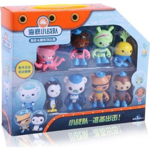 8PCS Set Anime Cartoon The Octonauts Action Figure Toy Captain Barnacles Kwazii Peso Penguin Dashi Mini Model Doll Kids Gift