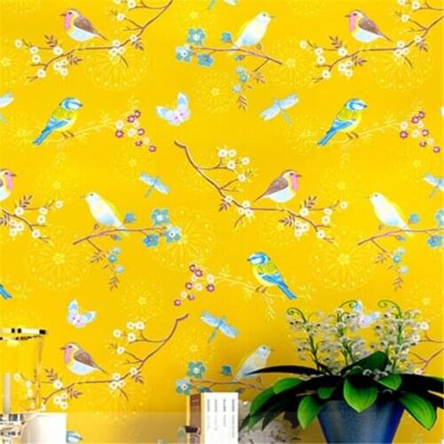 Wellyu American wallpaper garden flowers and small fresh floral wallpaper blue yellow simple modern living room wall bedroom