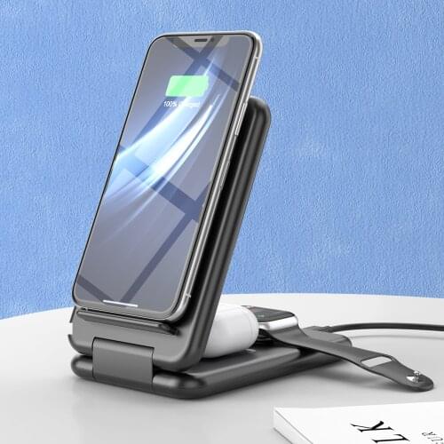 Leebote Fold 10W Wireless Charging Stand Holder Qi Induction Charger for Samsung iWatch 2-6 Airpods Suporte iphone Folddable
