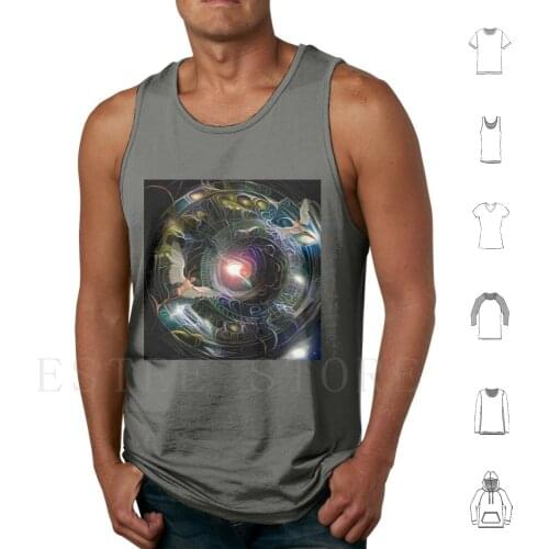 Angels In Time Tank Tops Vest Sleeveless Abstract Angel Aqua Background Belief Black Blend Circle Concentric Concept Cosmic
