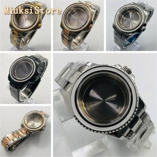 40mm sapphire glass silver/rose gold/gold/black watch case fit ETA 2836 miyota 8215/8205/821A Mingzhu DG 2813/ 3804 movement