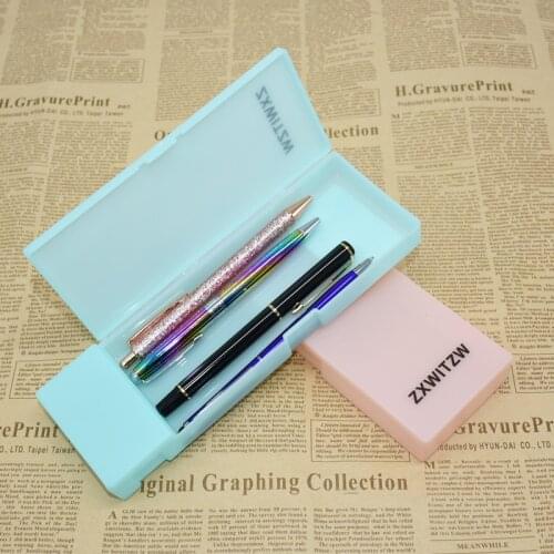 1pcs small fresh and simple transparent pencil case plastic pencil bag storage office supplies