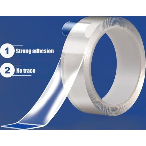 Tracsless Double Sided Tape Reusable Transparent Car Wall Stickers Heat Resistant Tape Waterproof Kitchen Accessories Nano Tape