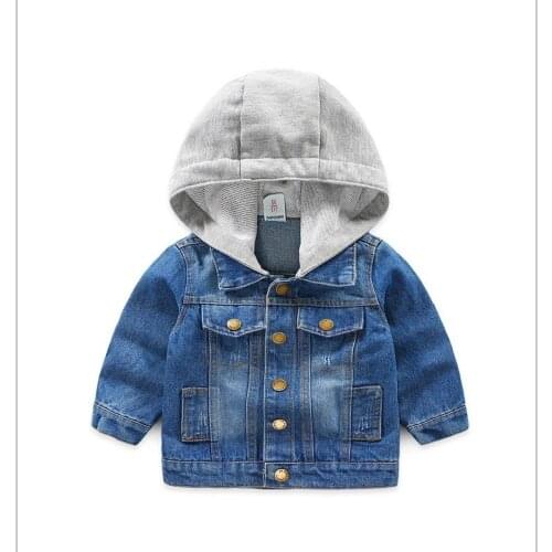 2018 New Baby Boys Denim Jacket Classic Single-breasted Hooded Outerwear Coat Spring Autumn Children Clothing Kids Jacket Coat