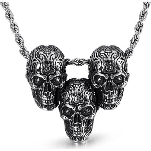 European and American hip-hop punk street retro titanium steel necklace trendy male skull pendant stainless steel accessories