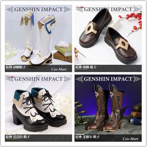 Game Genshin Impact Hu Tao/Sucrose/Fischl/Barbara Cosplay Universal Fashion Handsome Combat Shoes Female Role Play Used 36-39