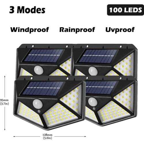 Iiffty 100 LED Solar Light Outdoor Solar Lamp Powered Sunlight Waterproof PIR Motion Sensor Street Light for Garden Decoration