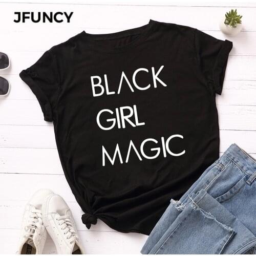 JFUNCY Plus Size 5XL Women Cotton T Shirt Letters Graphic Print Loose Tees Short Sleeve Woman Casual T-shirt Summer Female Tops