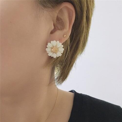 Lovely Gold Color Plating Colorful Flower Statement Stud Earrings For Women Gilry Pretty Elegant Gorgeous Jewelry Accessory