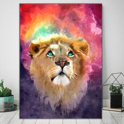 Colorful Lion Modern Canvas Painting Animal Pictures For Living Room Home Decor Wall Art Posters Modern Abstract Canvas Prints
