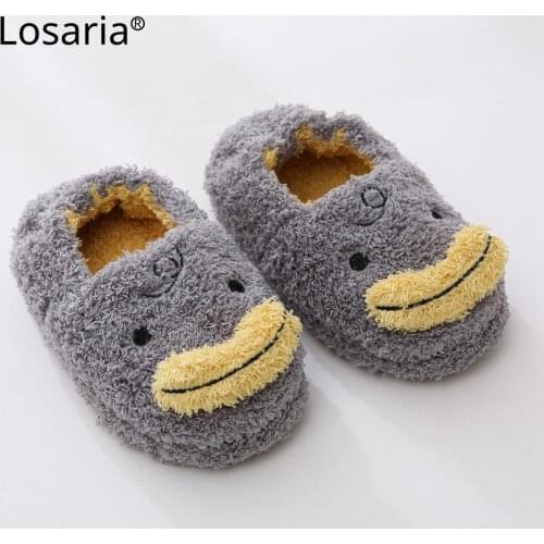Losaria Kids Slippers for Boys Winter Warm Fashionable Animal Portable Footwear Casual Anti-slip Childrens Home Slippers