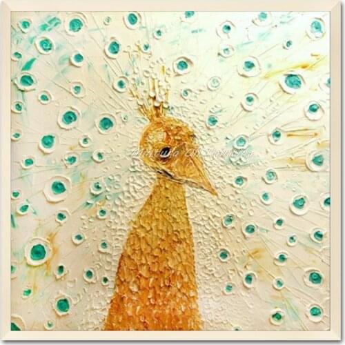 Decorative Art Handmade Oil Painting On Canvas Living Room Home Decor Wall Paintings Melancholy Peacock Abstract Animal Pictures