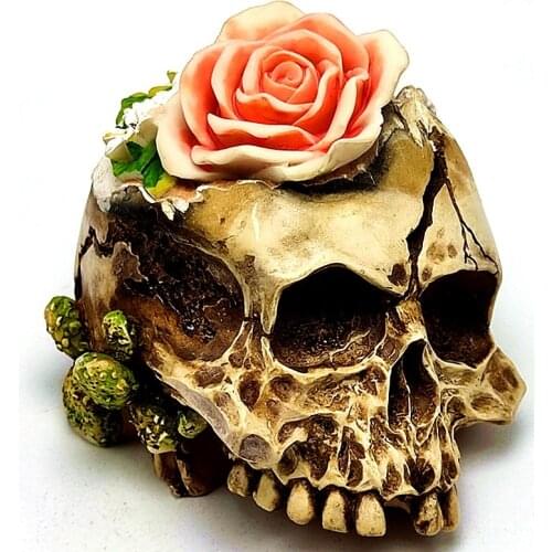 New 2021! Rose skull silicone mold diy making candle plaster resin silicone mold Halloween decoration tool