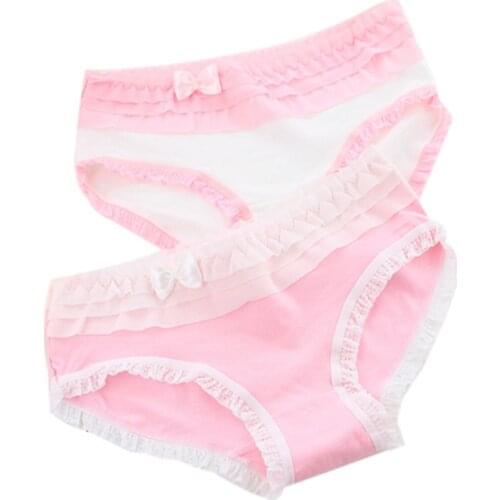 New Arrived 4Pcs/Lot Girl Panties Underwear Lace Briefs Cotton Lingerie Soft Comfortable Bowknot Cartoon Panty Wholesale 3020-4