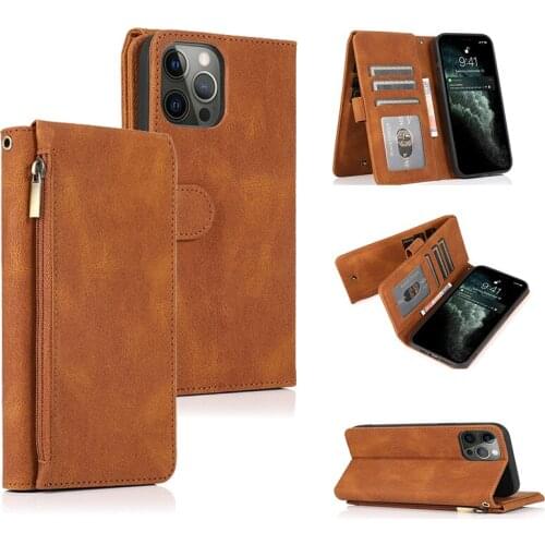 New Design Zipper Wallet Case For iPhone 12 Pro Max 12 Mini 11 Pro SE 2020 X 10 6 6s 7 8 Plus XR XS Max Flip Leather Phone Case