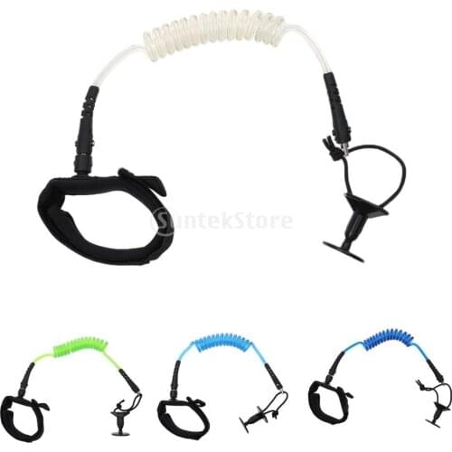 Adjustable Bodyboard Surf Board SUP Coiled Bicep Padded Wrist Leash Arm Strap Cord with Threaded Plug Water Sport - 4 Colors