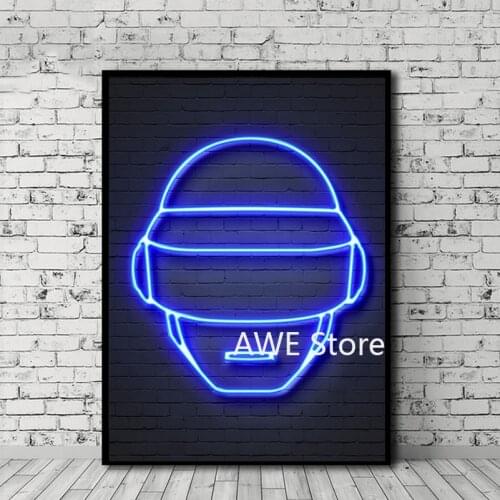 Daft Punk Helmet Mask Music Poster And Print Canvas Art Painting Wall Pictures For Living Room Decoration Home Decor No LED