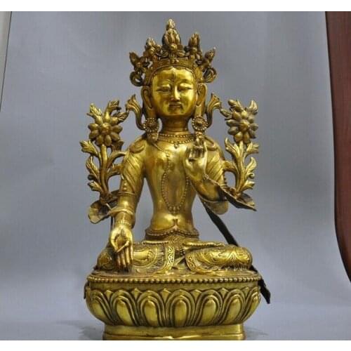 Tibet Buddhism bronze copper White Tara goddess Kwan-yin Guanyion Buddha statue