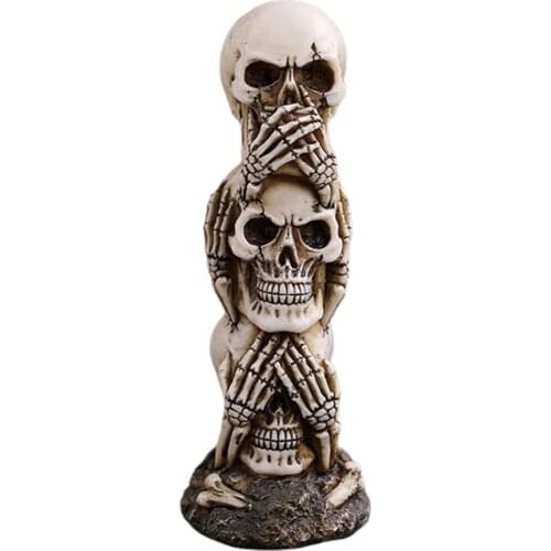 Halloween Skull Shape Decoration Resin Skeleton Adornment Photography Prop Desktop Ornament Party Supplies for Bar Haunted House