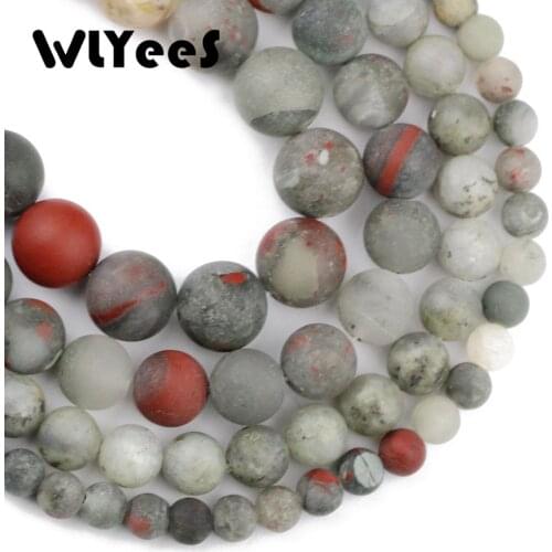WLYeeS Top quality Natural Stone Matte African blood Stone Round ball 6/8/10/12MM Loose bead fashion Jewelry bracelet Making DIY