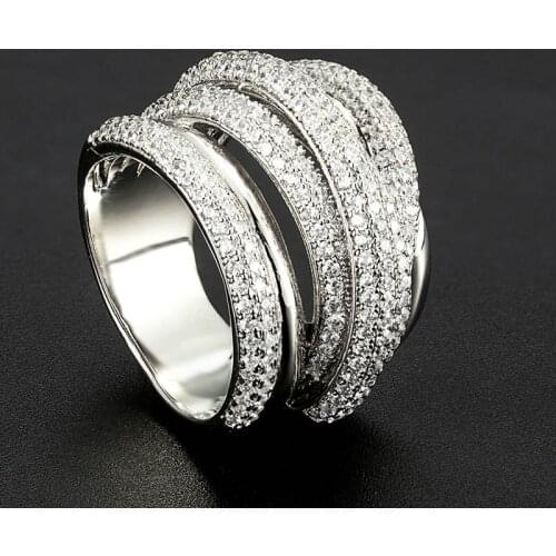 Zlxgirl jewelry perfect rhodium silver color Cubic Zircon wedding Rings of women bridal Jewelry anel womens Copper ring bijoux