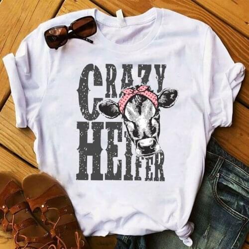 Women T Womens Graphic cute Crazy Heifers Cow Cattle Summer Printed Top Tshirt Female Tee Shirt Ladies Clothes T-shirt