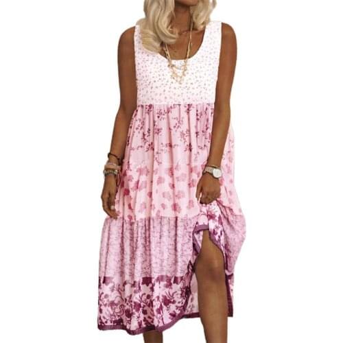 Women Beach Dress Fashionable Sleeveless Breathable Stretchy Maxi Summer Long Dress for Dating