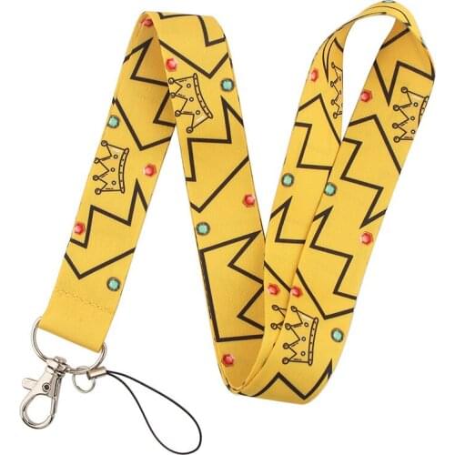 12Pcs Cartoon Crown Printed Keychain Lanyards for Keys ID Badge Holder Mobile Phone Rope Neck Straps Webbing Ribbon Accessories