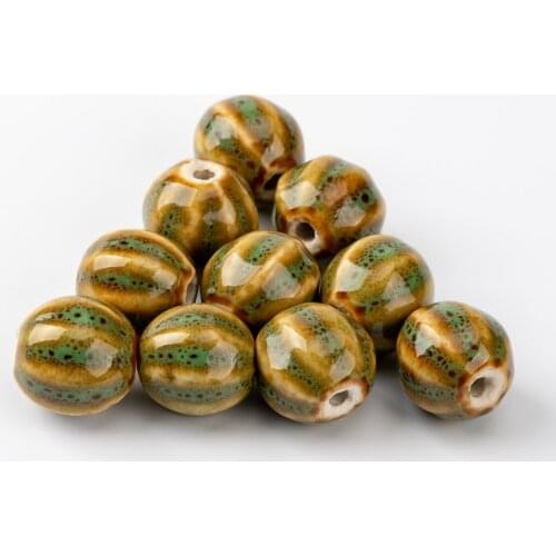 15# 20pcs Watermelon Shape Sphere Ceramic beads string not silicone Unique Ceramics Beads Wholesale #A424B