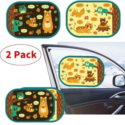 2pcs Car Sun Shade for Baby Cartoon Kids Adsorption SunShade Cover Universal Static Cling Side Window Sunvisor Mesh