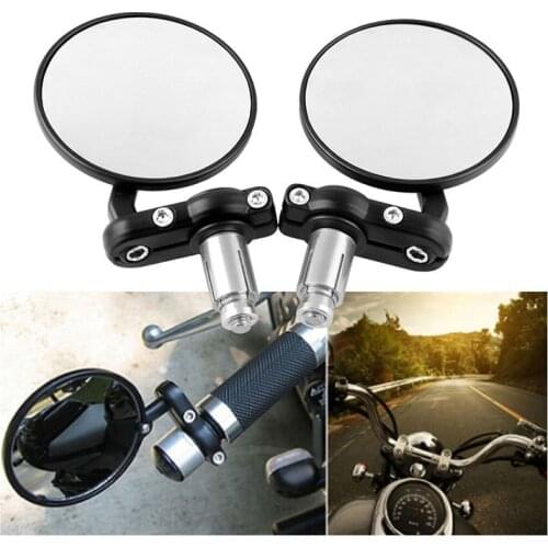 2 PCS /Pair 22 MM Round Motorcycle Mirror Motorbike Handlebar End Rearview Moto Hand Bar Universal Handle Bar Side Mirror