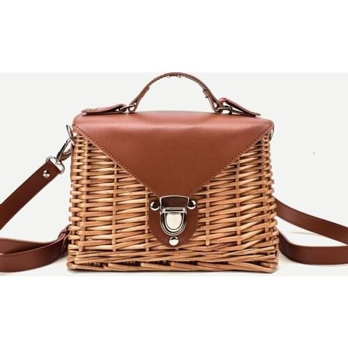 2021 Womens woven handbags leather Square Bali Island Straw ladies Crossbody Bag shoulder bags summer bolsa feminina C562659