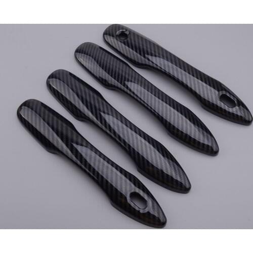 4pcs Carbon Fiber Black Look Door Handle Protector Trims ABS fit for Toyota Camry 2018 2019 2020