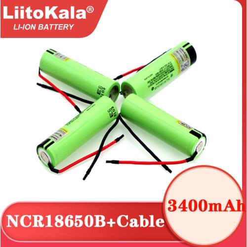 LiitoKala New Original NCR18650B 3.7v 3400mAh 18650 Li-ion Rechargeable Battery Welding Silica gel Cable DIY