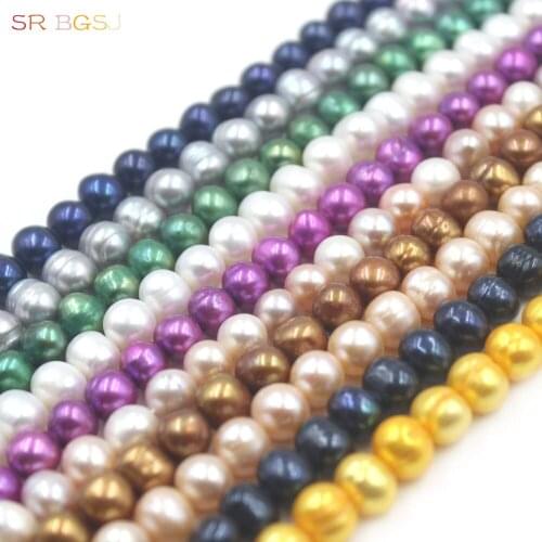 Free Shipping 8-9mm Select by Color Nearly Round Freshwater Natural Pearl Beads Jewelry Making Strand 15"